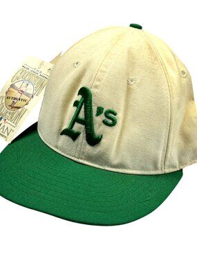 VTG NEW Oakland Athletics Retro Cooperstown Collection Fitted Hat Size 7 White